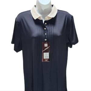 HEAD Golf Women's Irise Polo Shirt Pleated Button-Down UV Protection Blk/Sand XL